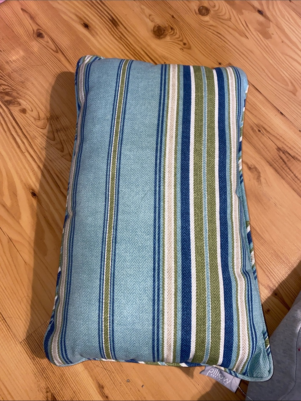 Pillow Perfect Blue, Green and White Striped Accent Pillow